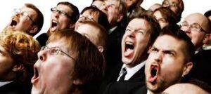 Male group effort yell